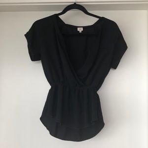 Aritzia black surplice blouse